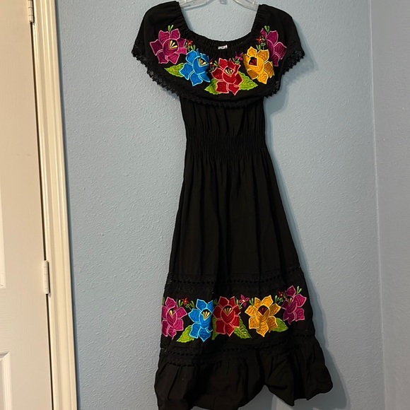 green emerald velvet dress ARTESIAN EMBROIDERED DRESS DENIM #77304 main image 1